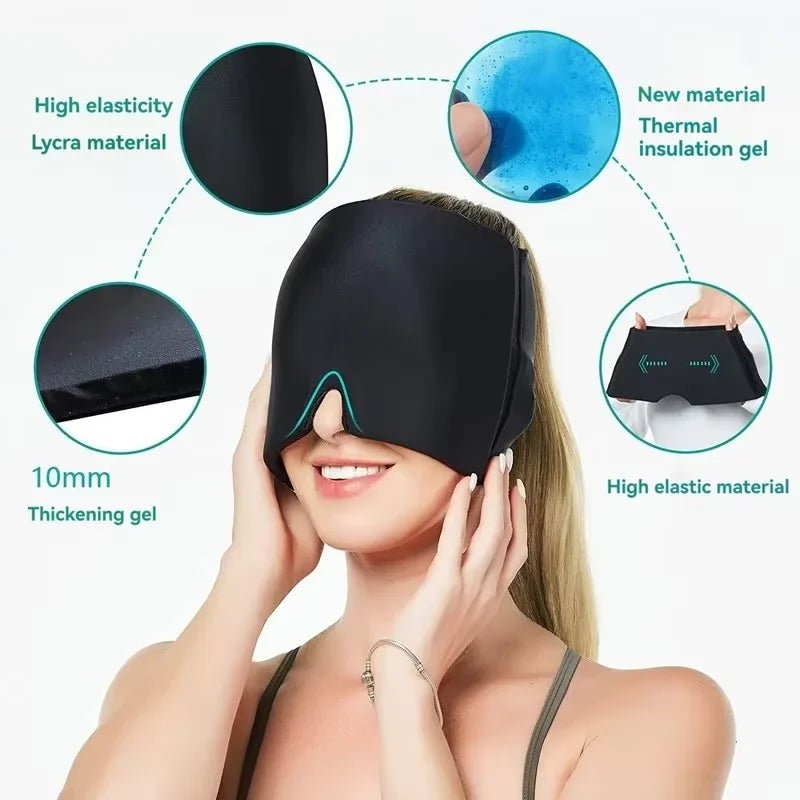 Migraine Relief Hat Headache Hat Gel Hot Cold Therapy Ice Cap for Relieve Pain Ice Hat Eye Mask Stress Pressure Pain Relief