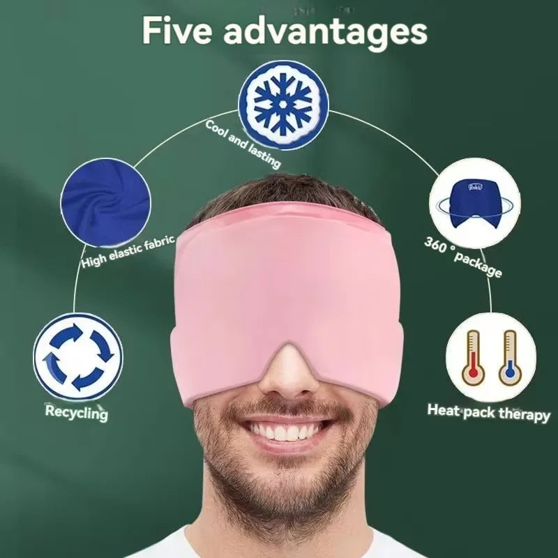 Migraine Relief Hat Headache Hat Gel Hot Cold Therapy Ice Cap for Relieve Pain Ice Hat Eye Mask Stress Pressure Pain Relief